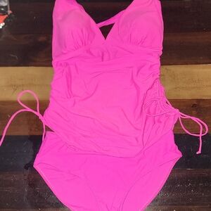 Vibrant Pink Kids One Piece Swimsuit